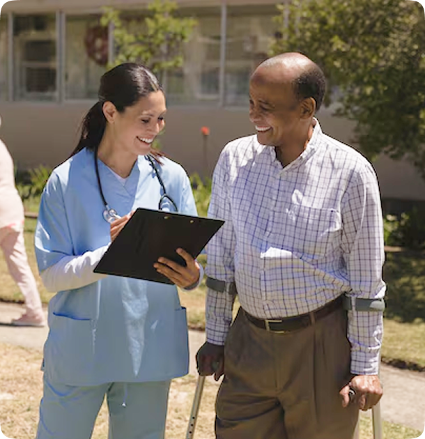Healthcare professional and farmer discussing health equity